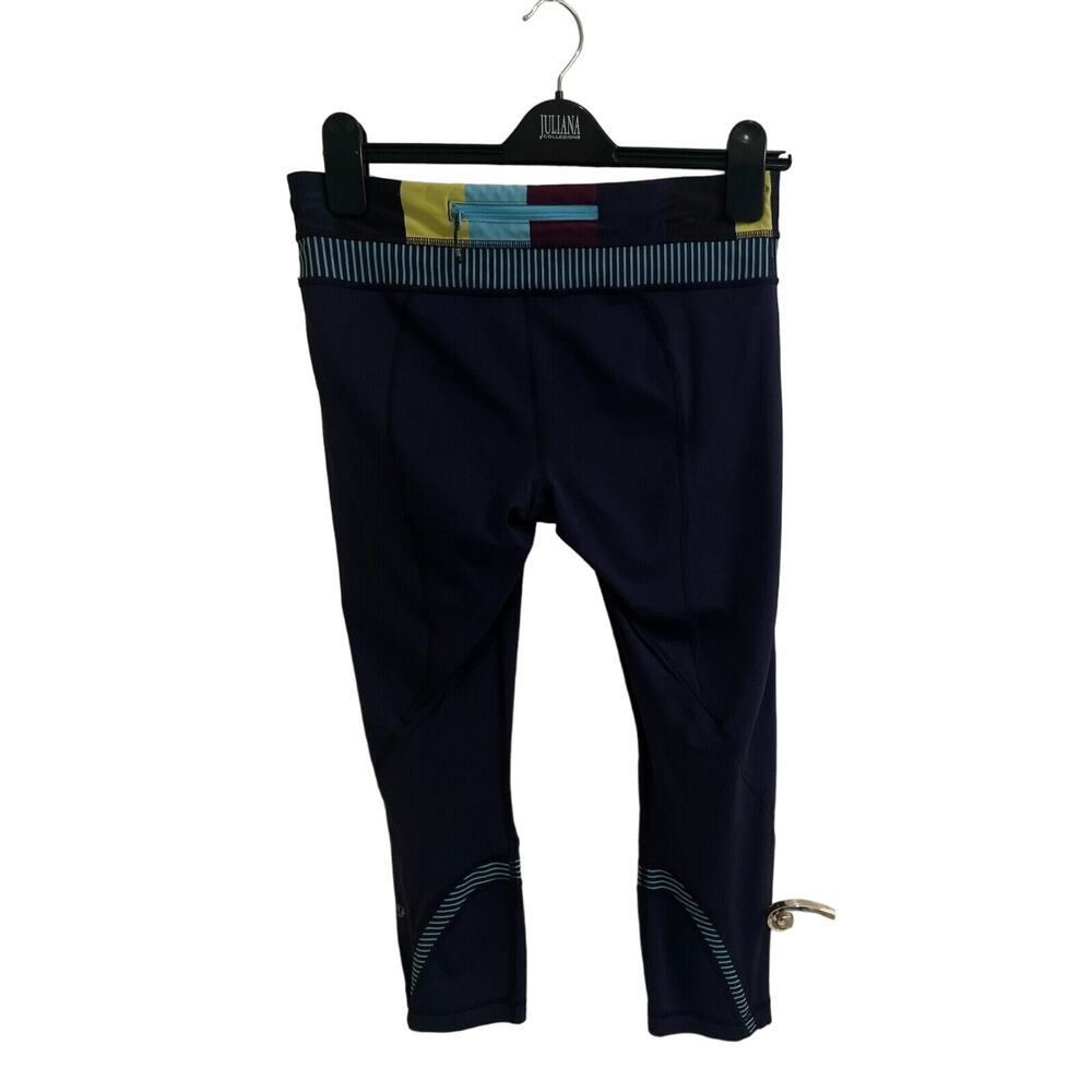 Lululemon Run Inspire Crop II Sz 6 Inkwell Pow Stripe Split Pea Power Luxtreme - Picture 10 of 10